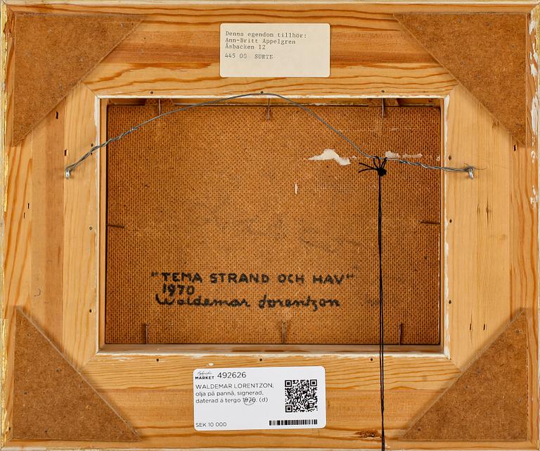 WALDEMAR LORENTZON, olja på pannå, signerad, daterad á tergo 1970.