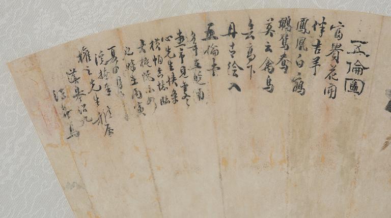 Solfjädersmålningar, tre stycken, Kina, 1900-tal.