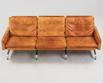 A Poul Kjaerholm three seated 'PK-31-3' brown leather sofa by E Kold Christensen, Denmark 1960's.