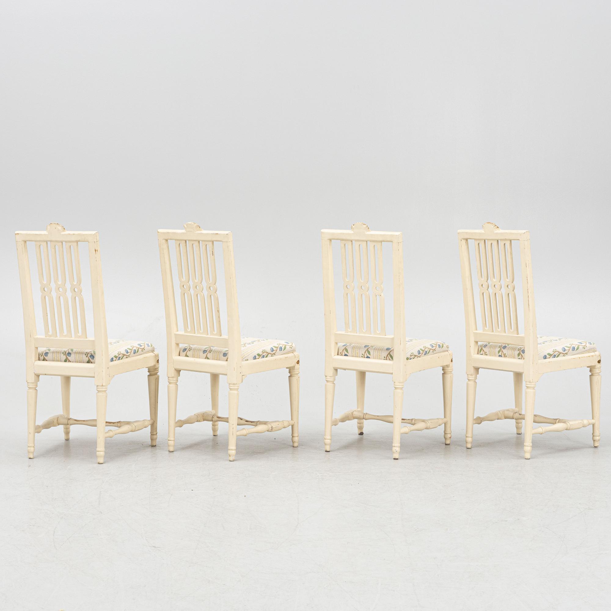 Stolar, 4 st, av Johan Hammarström (mästare i Stockholm 1794-1812, sengustavianska.