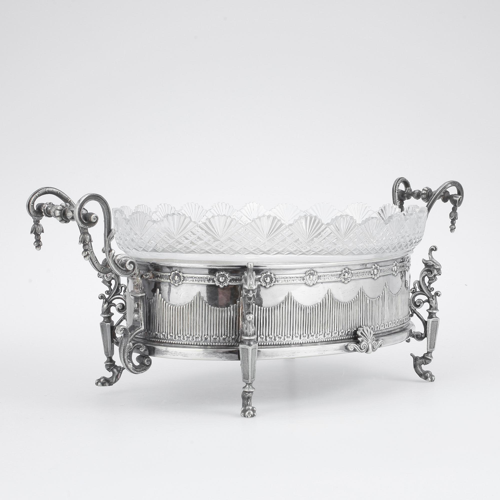 JARDINJÄR, nysilver, glas, nyrenässans, sent 1800-tal.