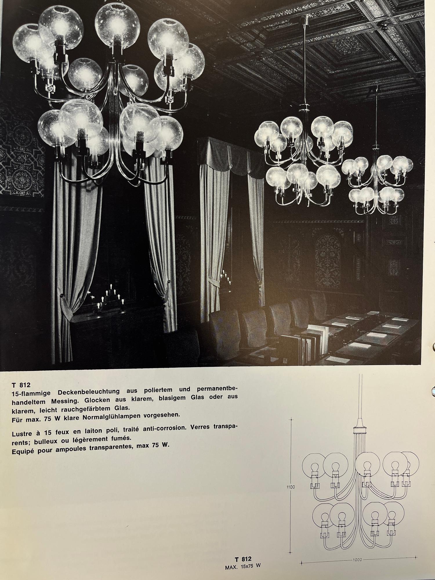 Hans-Agne Jakobsson, a rare chandelier model "T 812/15", Hans-Agne Jakobsson AB, Markaryd, 1970s.