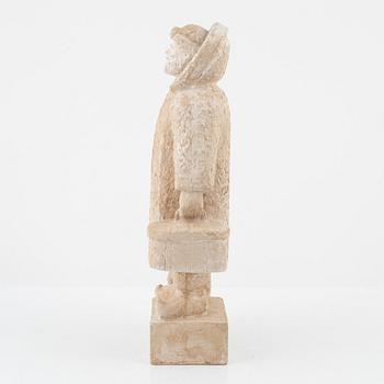 Emil Näsvall, skulptur, signerad och daterad. Bemålad gips.