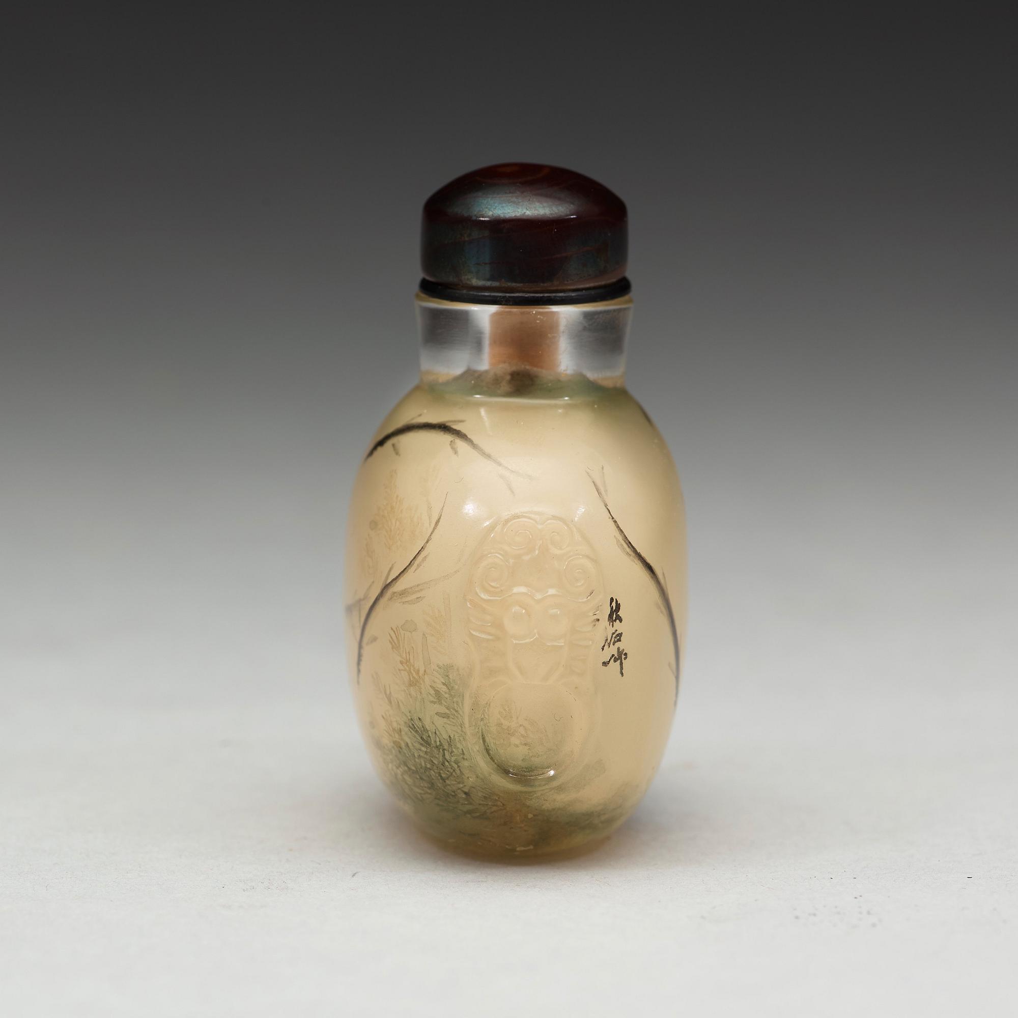 SNUSFLASKA, insidesmålad. Kina, 1900-tal.