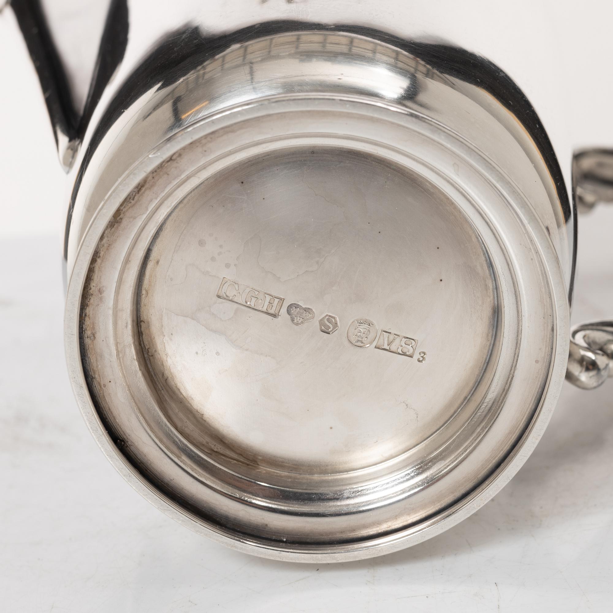 A 3-piece Swedish silver coffee service, marks of CG Hallberg, Stockholm 1947.