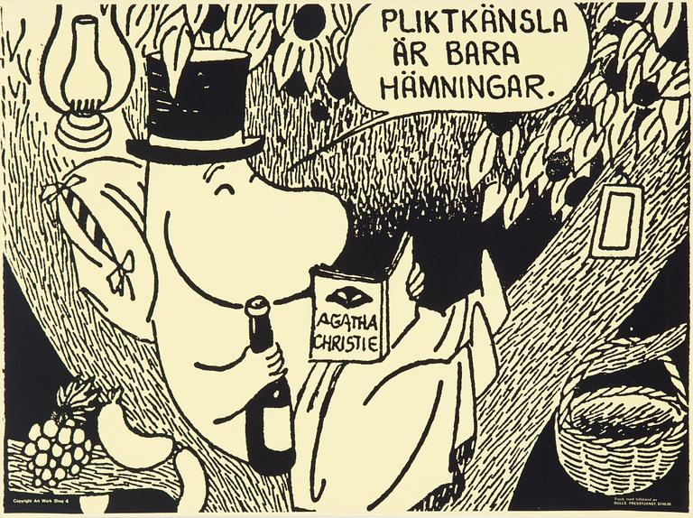 AFFISCHER, 6 stycken, Tove Jansson, Bulls Presstjänst, Stockholm, 1960-tal.