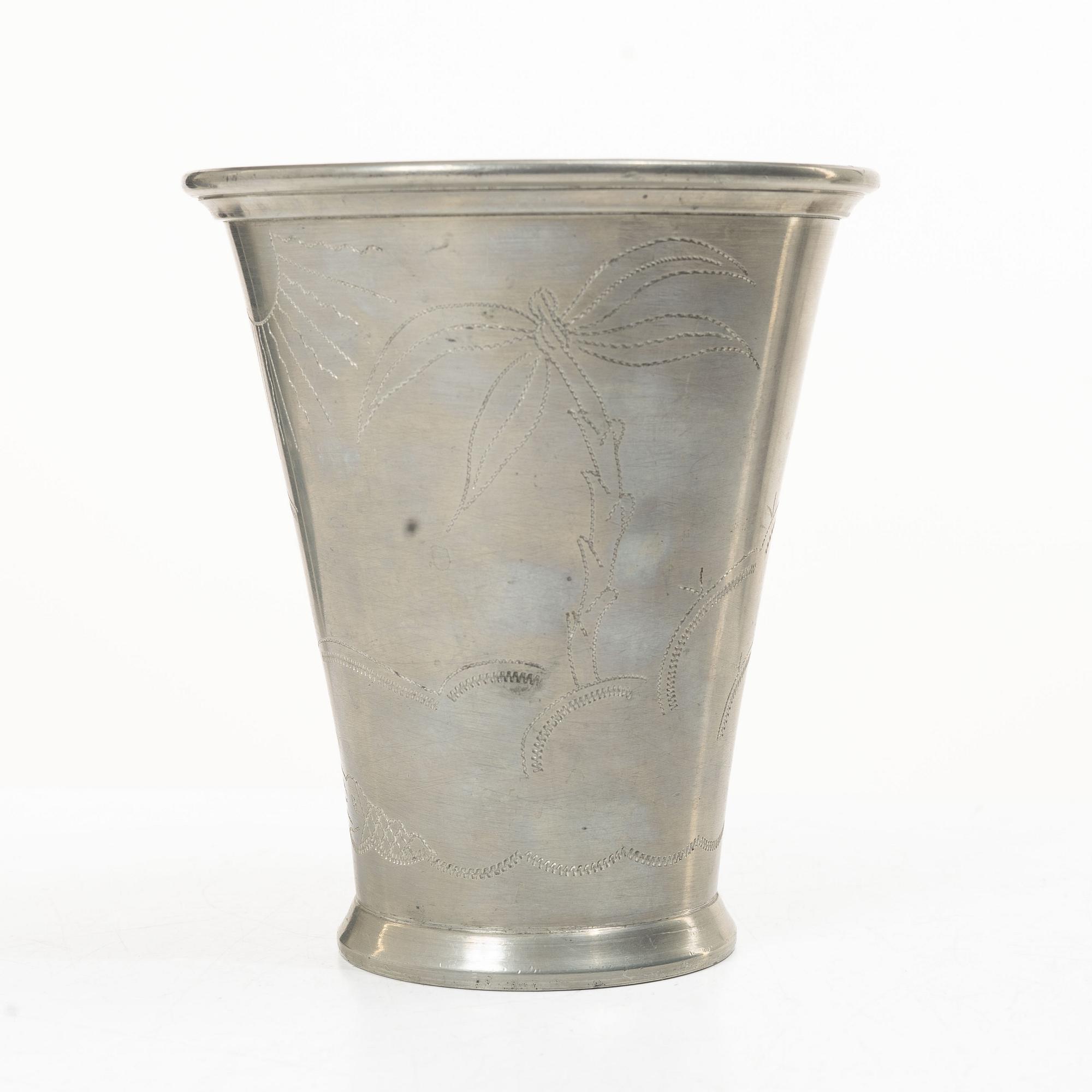Nils Fougstedt, a pewter vase/ beaker, Firma Svenskt Tenn, model no A 40.
