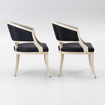 A pair of late Gustavian style armchairs, second half of the 20th century.