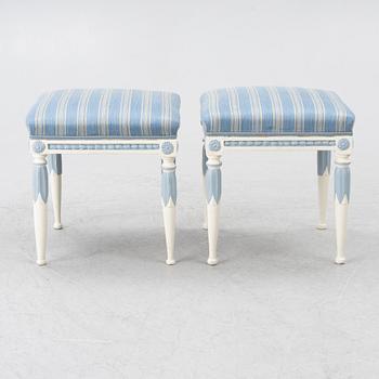 Stools, a pair, Gustavian style, 20th century.