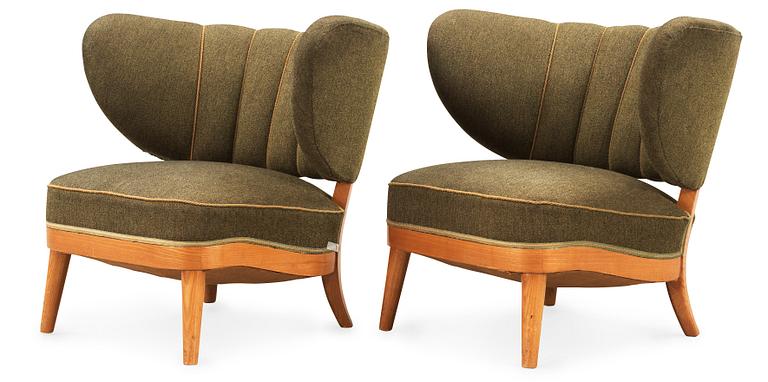 A pair of Otto Schulz 'Schulz' armchairs, Jio Möbler, Jönköping 1940's-50's.