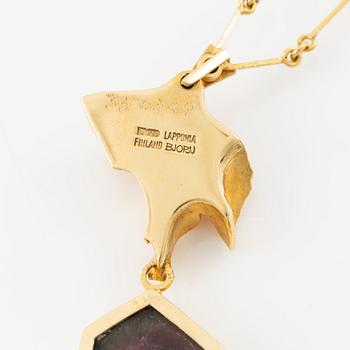 Björn Weckström, collier, 18K guld med vattenmelonturmalin, för Lapponia.