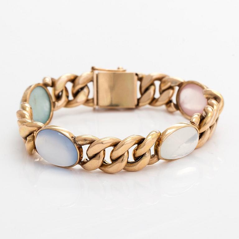 Armband, 14K guld, och cabochonslipade stenar.