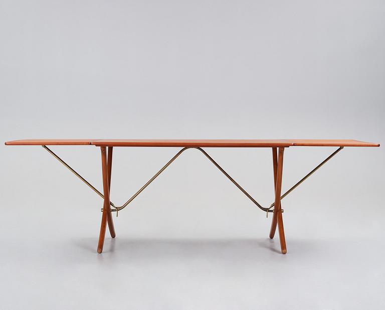 Hans J. Wegner, a teak, beech and brass dining table model "AT-314", for Andreas Tuck, Denmark 1950-60's.