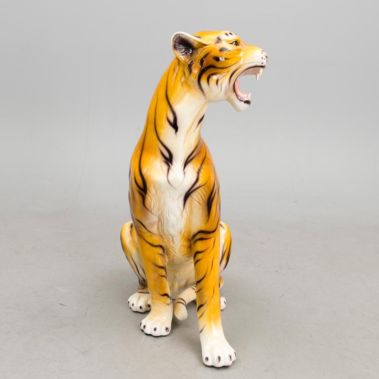 A ceramic tiger statue from the latter half of the 20th Century.