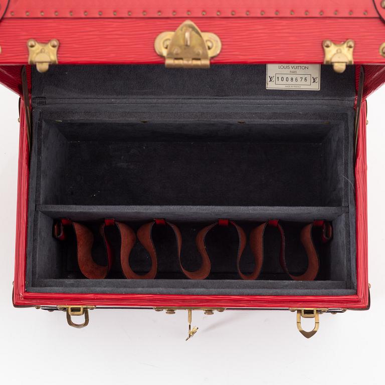 Louis Vuitton, a red Epi beauty box.