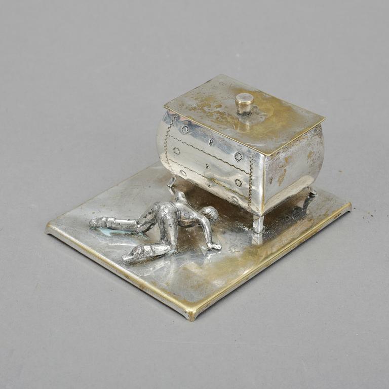 MANSCHETTKNAPPSASK, nysilver, Eskilstuna, 1900-tal.