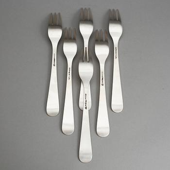 FISKGAFFLAR, 6 st, silver, Wiwen Nilsson, signerade, 1933-40. Tot vikt 336 gram.