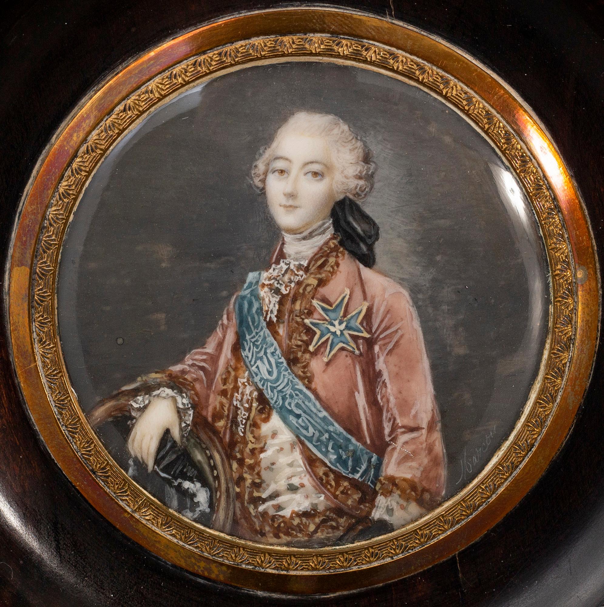 MINIATYRMÅLNING, gouache, 1800-tal, efter Jean-Michel Moreaus,