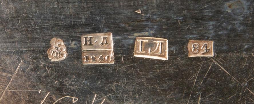 A Russian 3 pcs sivler teaservice assayermakr of N L Dubrovin Moscow 1840, totla weight ca 1450 gr.