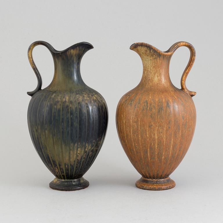 GUNNAR NYLUND, kannor, 2 st, stengods, Rörstrand, signerade, efter 1938.