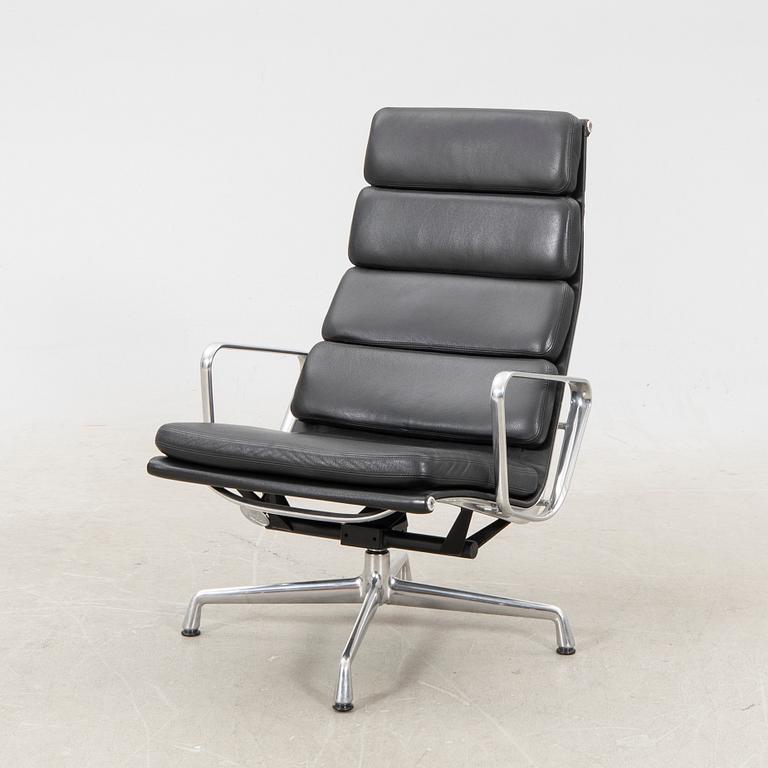 A leather chair "Soft Pad EA 222" by Charles & Ray Eames for Vitra later part of the 20th century.