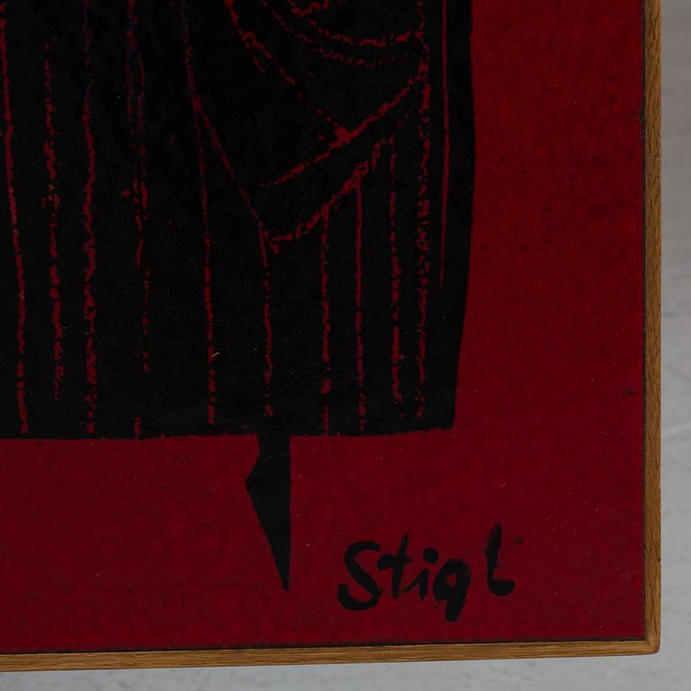 STIG LINDBERG, an enamel table top, Triva, Nordiska Kompaniet, circa 1960.