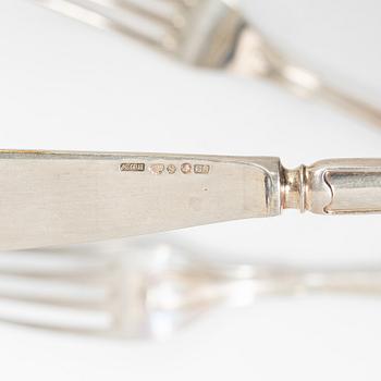 45 pieces of silver cutlery, model "Svensk spets" GAB and C.G. Hallberg, Stockholm, second half of the 20th century.