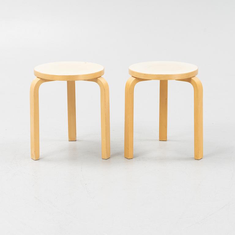 Alvar Aalto, a pair of model 60 stools, Artek, Finland.