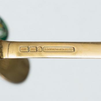 Anton Michelsen, Annual flatware set, 24 pieces, gilt sterling silver and enamel, 1970s/80s.