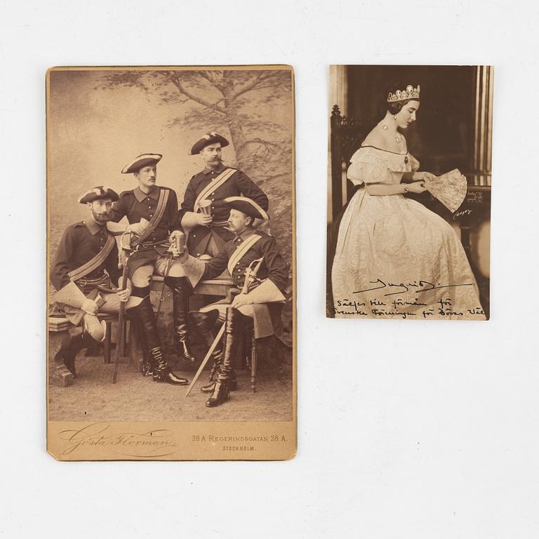 Photographs, four pieces, of which two are royal.