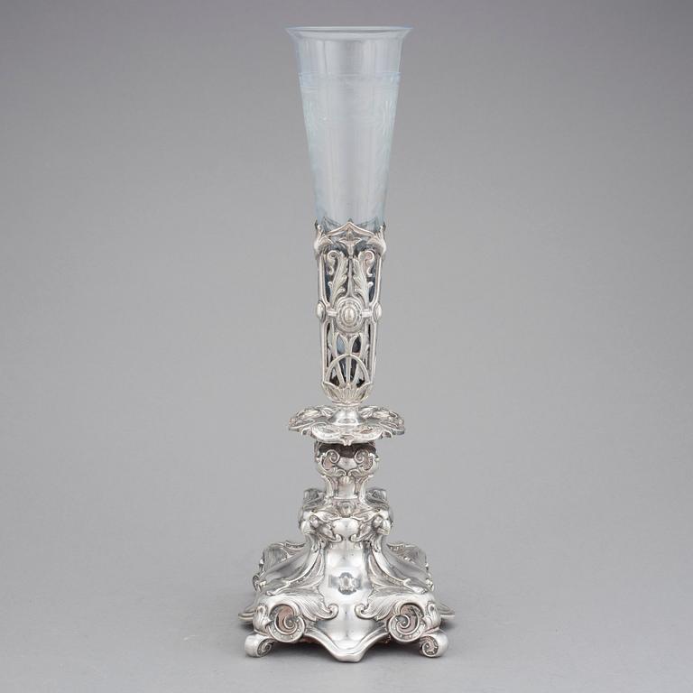 BORDSUPPSATS/VAS, Axel Gabriel Dufva, nysilver, omkring år 1900.