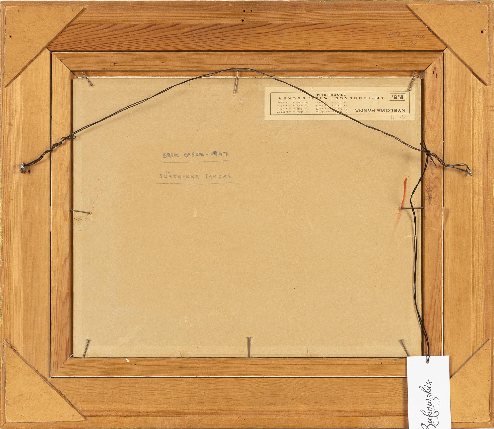 Erik Olson, olja på papp-pannå, signerad och daterad -47.