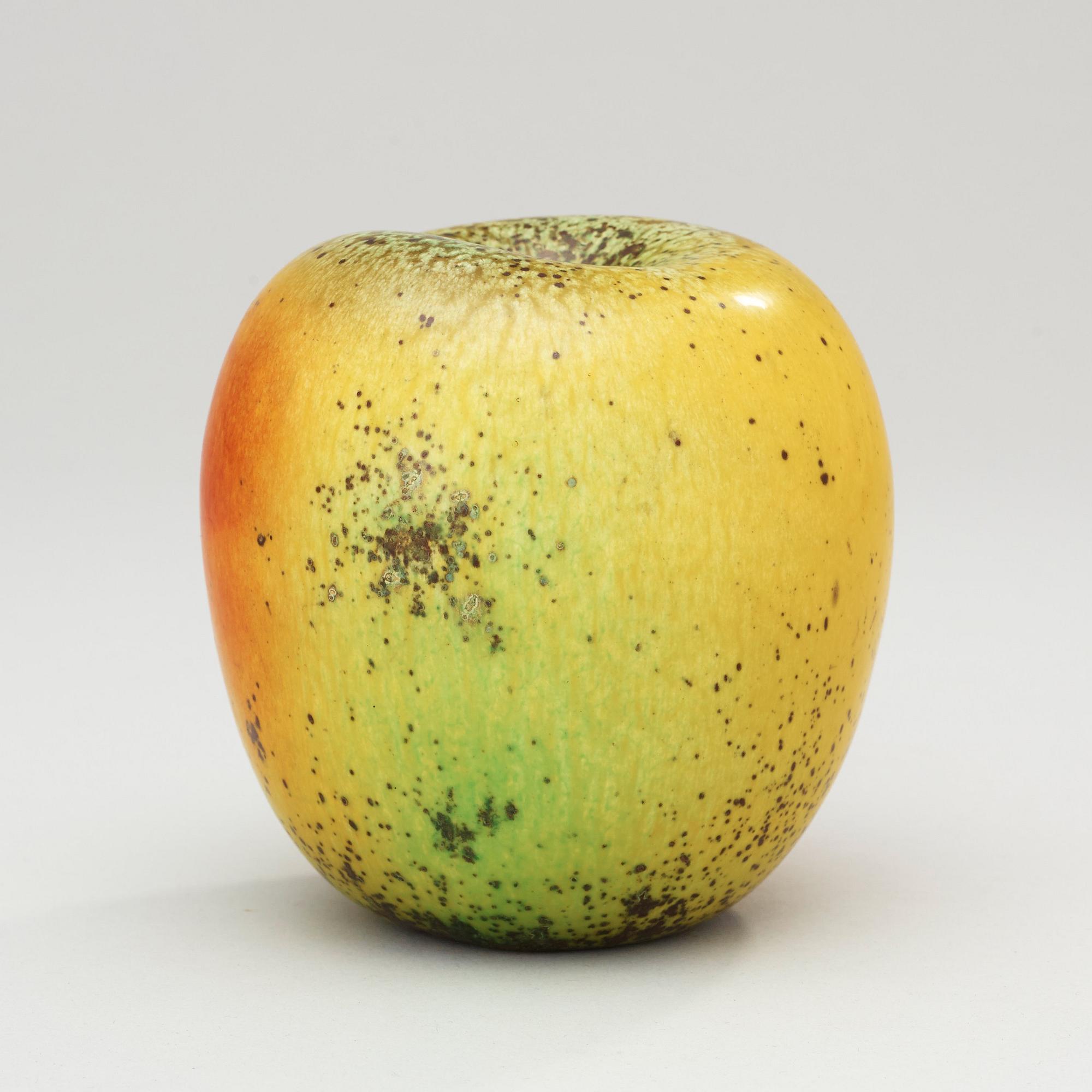 A Hans Hedberg faience apple, Biot, France.