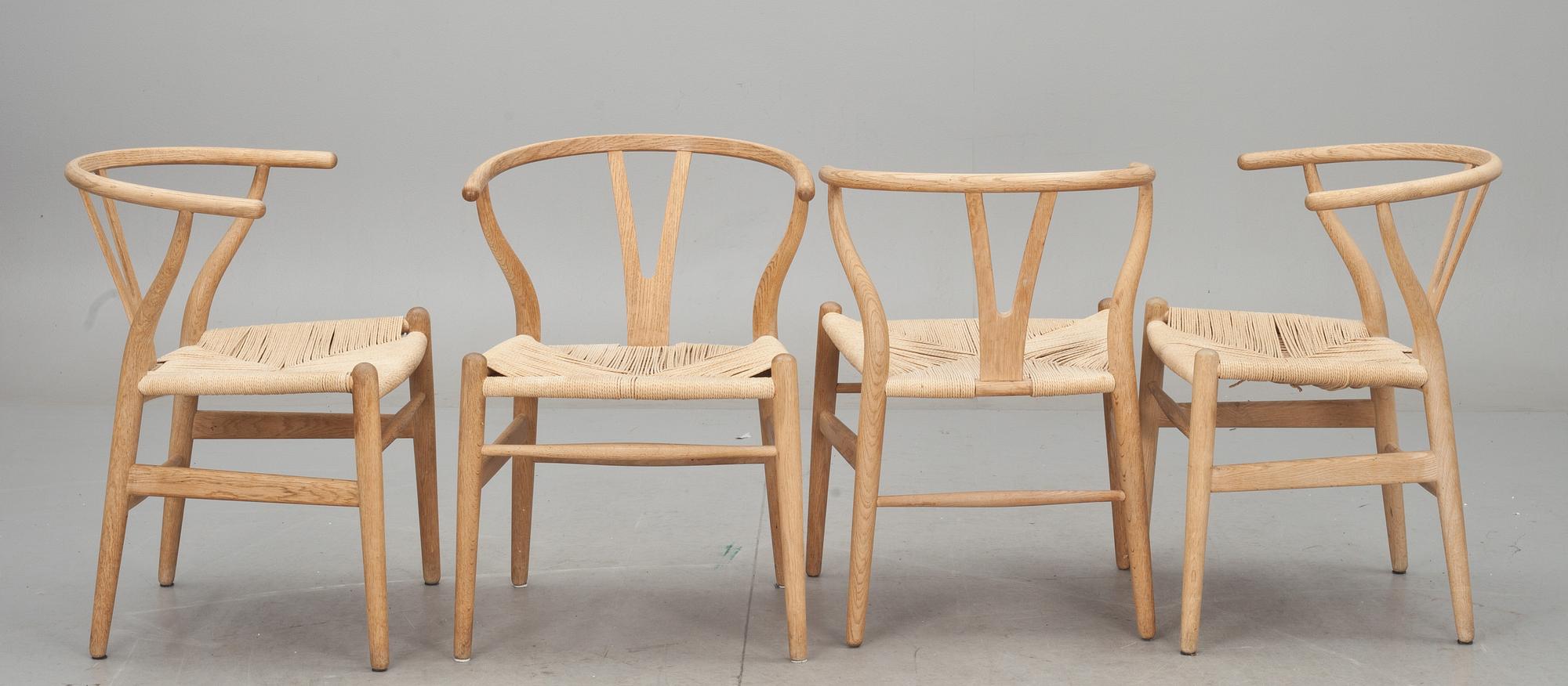 KARMSTOLAR, 4 st. "Y-stolen", Hans J. Wegner för Carl Hansen & Son, Odense. Enligt uppgift inköpta 1958.