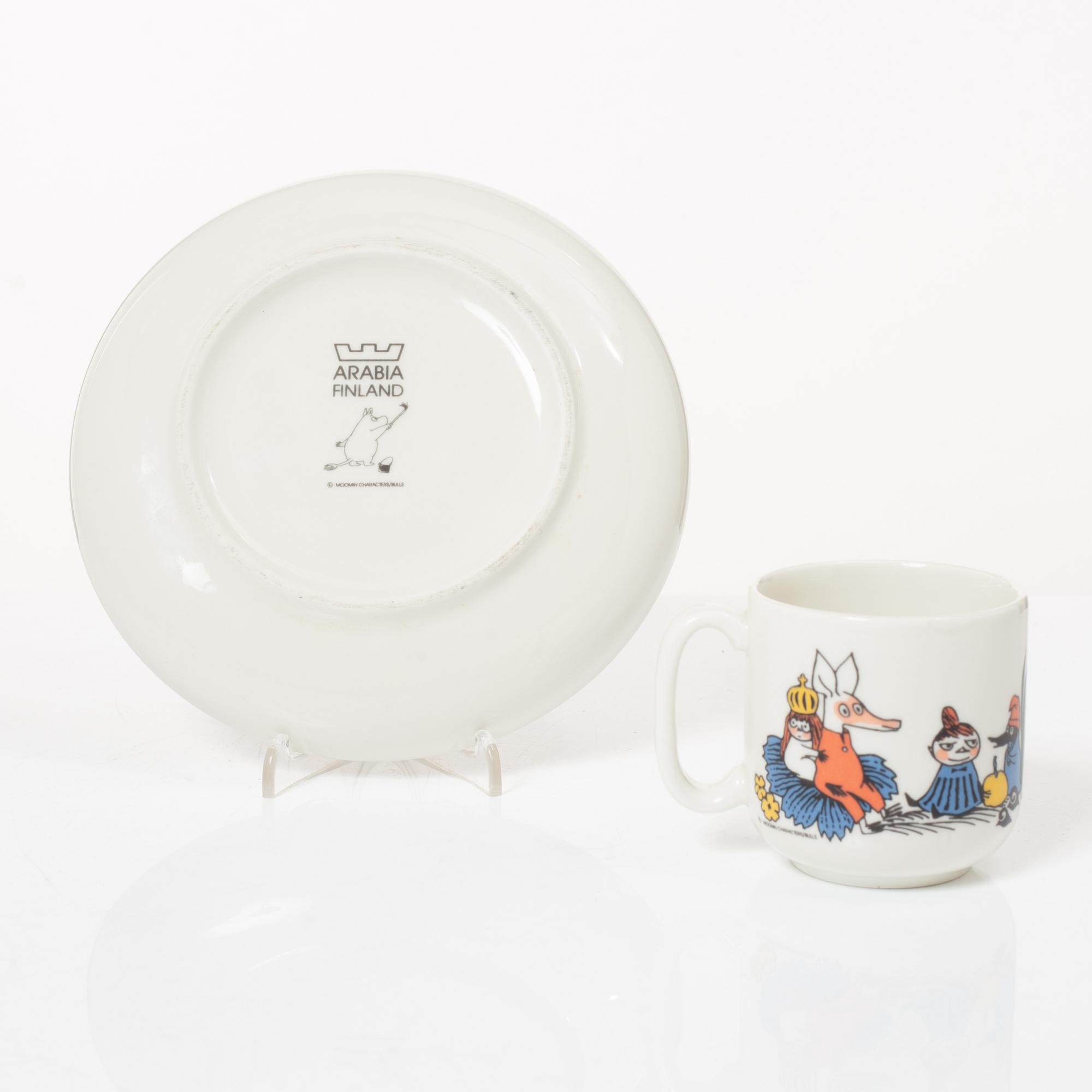 Arabia, Moomin mugs, plates and a jug, 7 pieces, porcelain, Finland.
