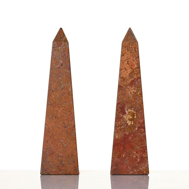 A pair of presumably italian limestone obelisks around year 1900.