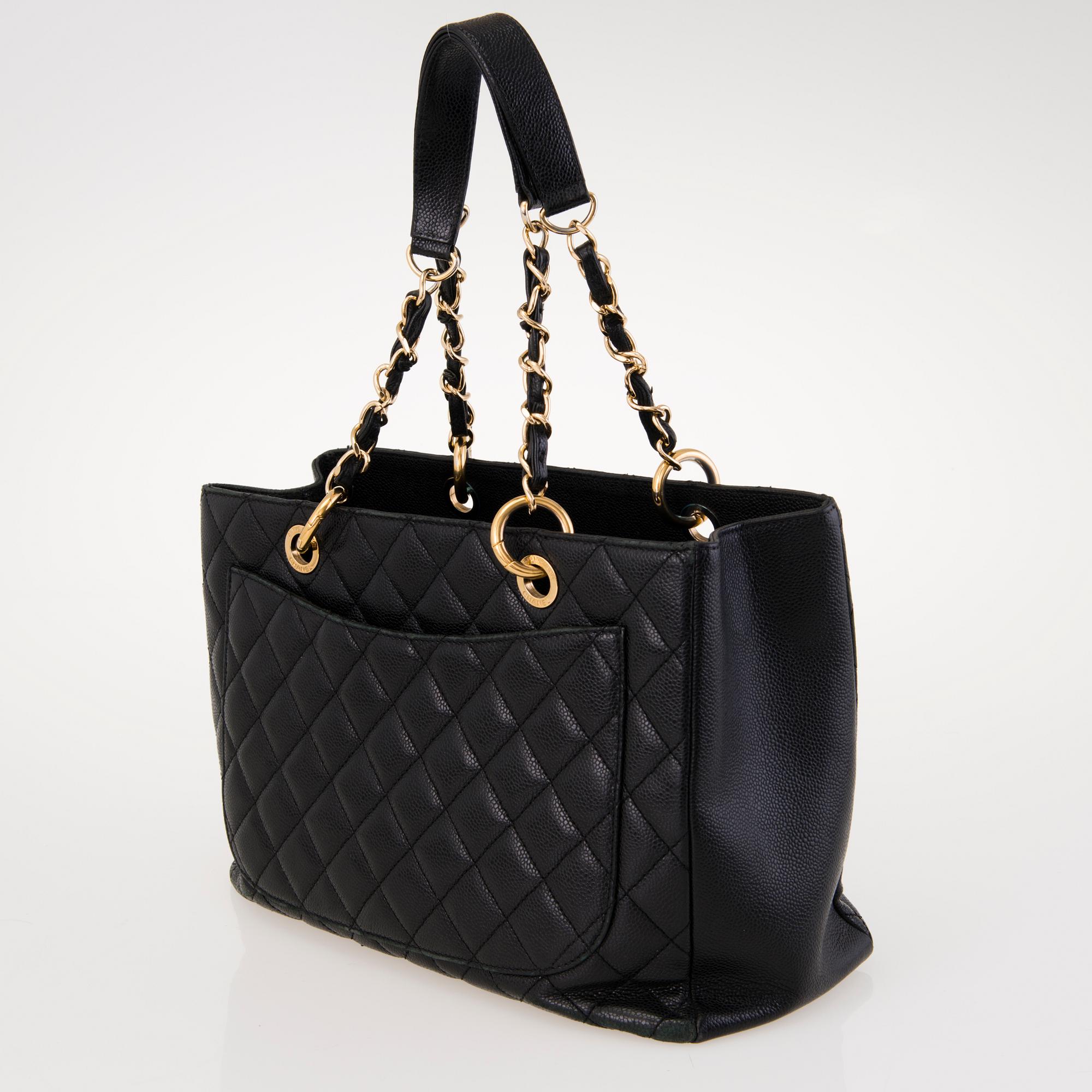 Chanel leather shopping bag discount