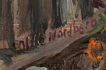 Olle Nordberg, olja på pannå, signerad.