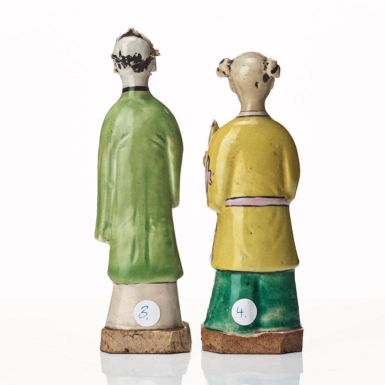 Figuriner, åtta stycken, porslin. Qingdynastin, 1800-tal.