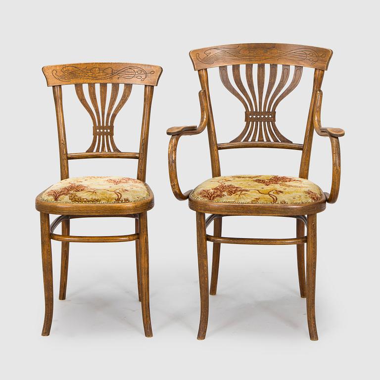 Early 20th century suite of furniture, 7 pieces, Fischer, Austria.