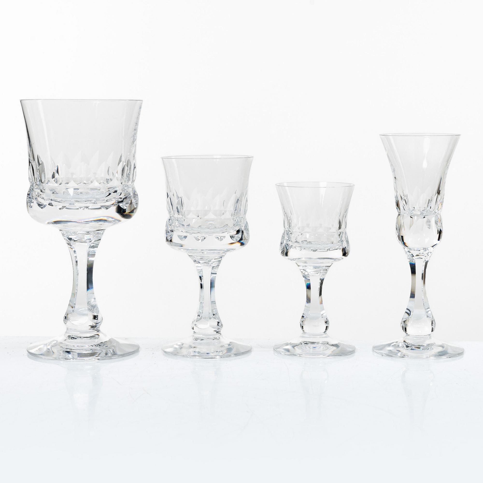 Ingeborg Lundin, a 44 pieces glass service, "Silvia", Orrefors, Sweden.