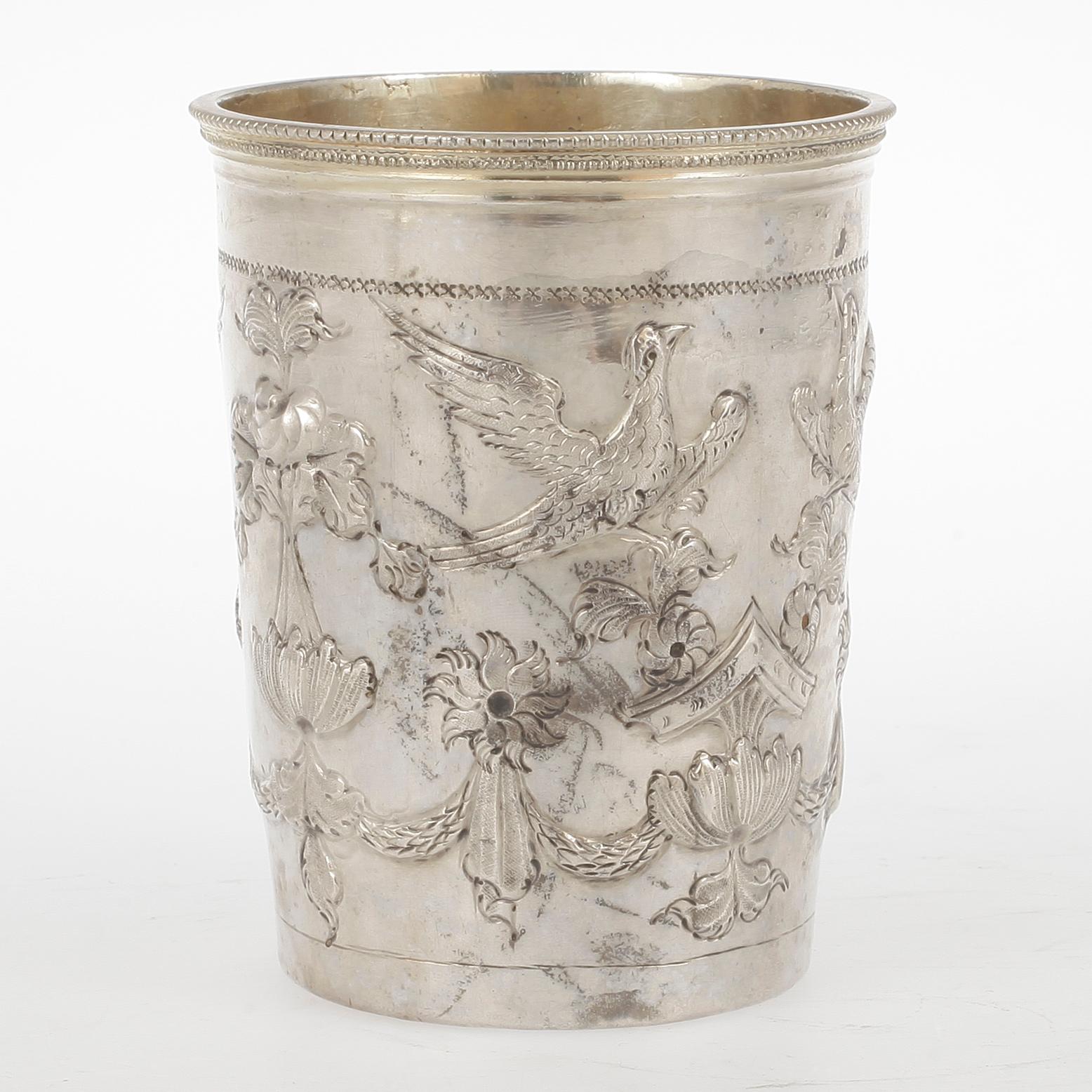 BÄGARE, silver, Stephan Saweljew, Moskva, 1796. Vikt 92 gram.