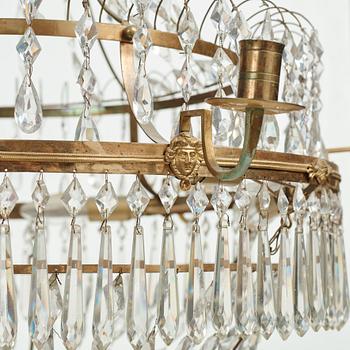 A late Gustavian six-light chandelier, early 19th century.