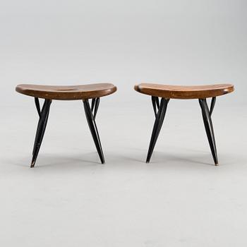 A pair of Pirkka stools manufactured by Laukaan Puu and designed in 1955.