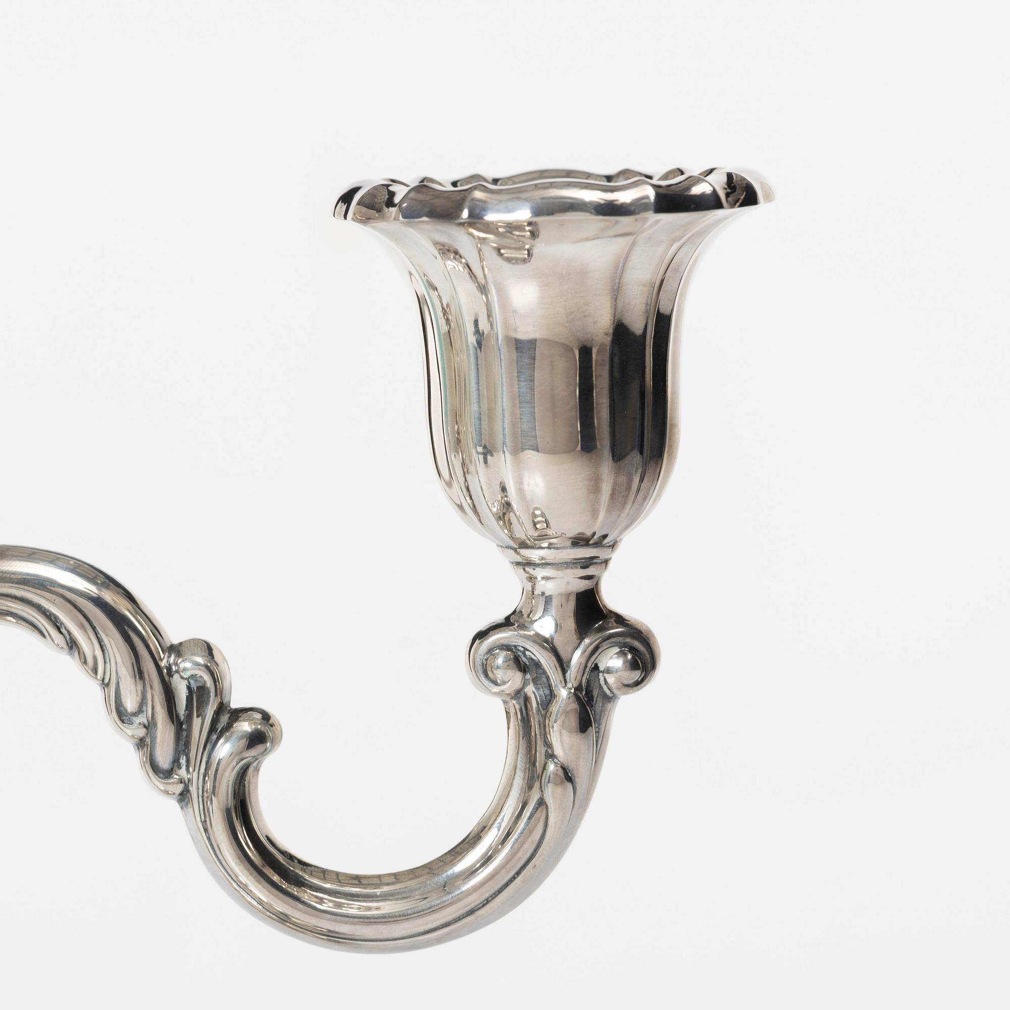 A pair of silver candelabra, Norway, mid-20th Century.