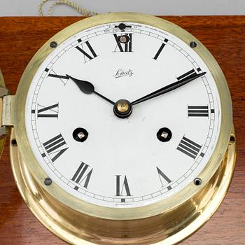 A second half of the 20th century brass  ships clock and baometer.