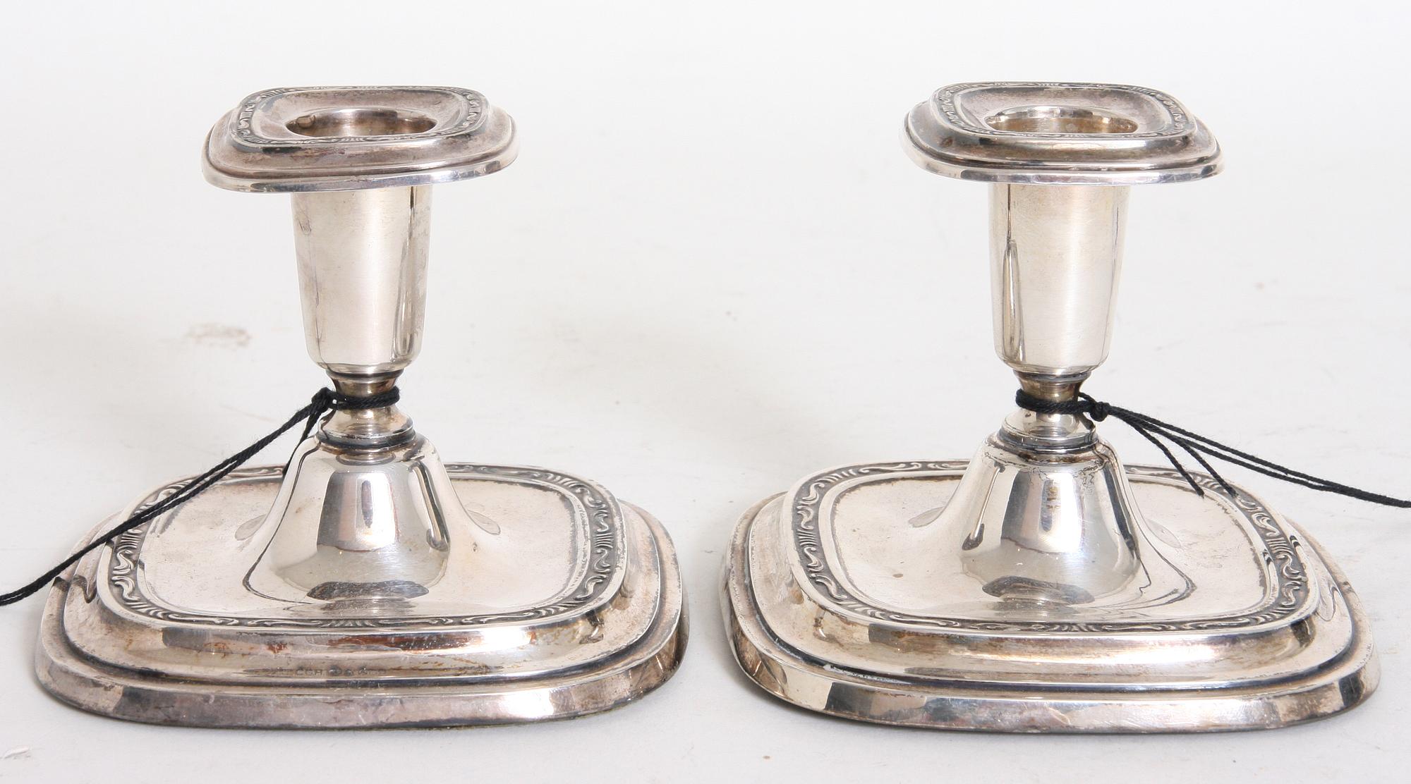 LJUSSTAKAR, ett par, silver, C G Hallberg, 1954.