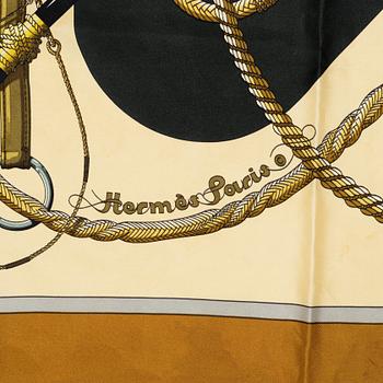 Hermès, scarves, 2 st, "Le Mors a la Conétable" samt "Clic Clac".