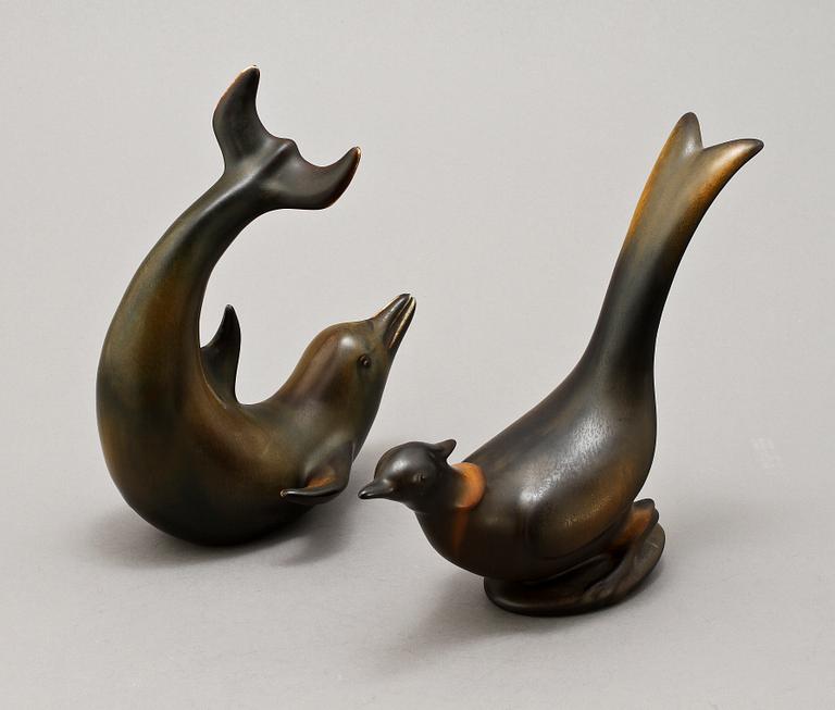 FIGURINER, 2 st, stengods, Gunnar Nylund, Rörstrand.