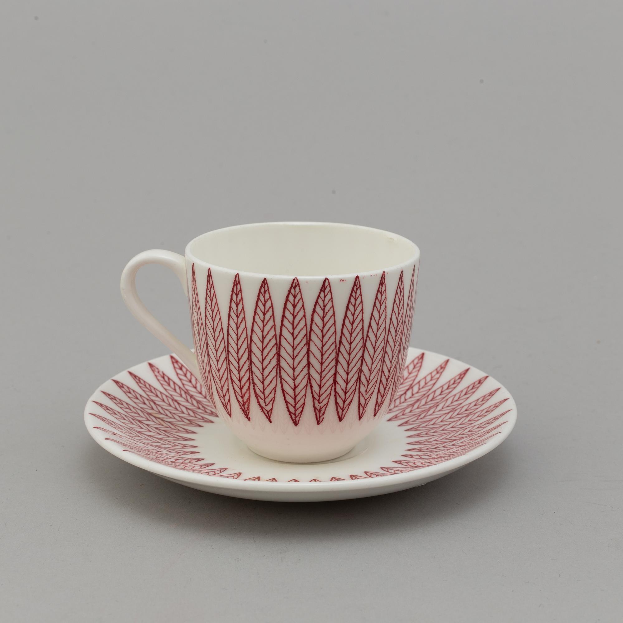 STIG LINDBERG, kaffeservis, 15 delar, porslin, "Salix", Gustavsberg.